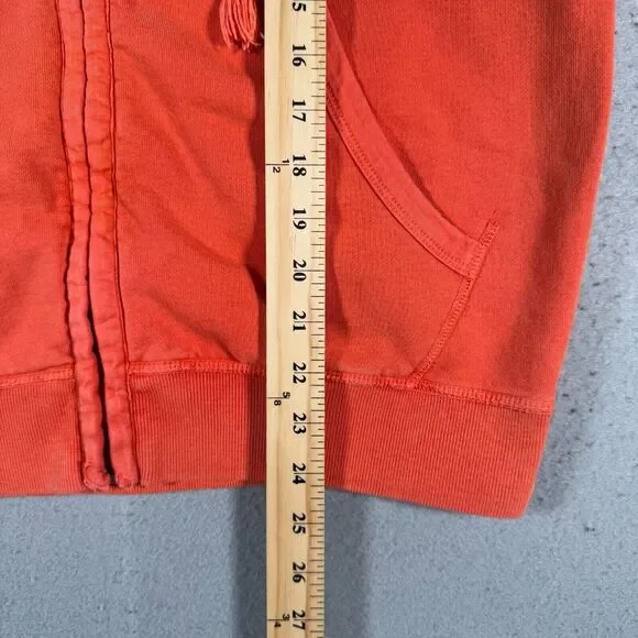 Lucky Brand Vintage Inspired Hoodie Sweatshirt Women XS Orange Fleece Distressed - Picture 6 of 12
